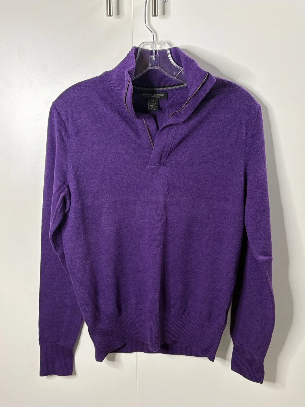 Banana Republic Purple Zip Mock-Neck Sweater